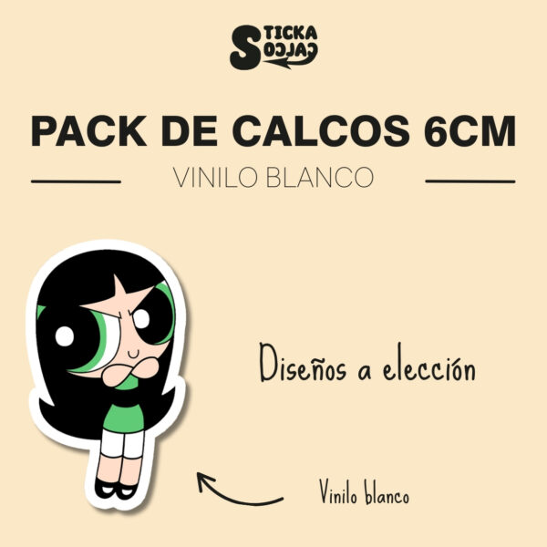 pack stickers a elección (6cm)  vinilo blanco